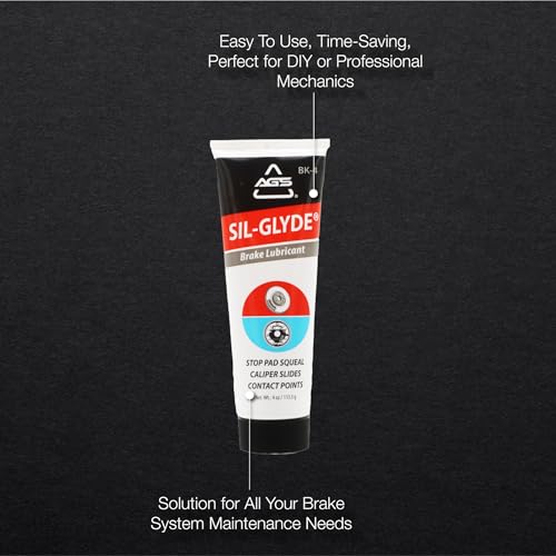 AGS SIL-Glyde 4 oz Tube Silicone Based Brake Assembly Lubricant for Eliminating Disc Brake Squeal - Moisture Proof, Heat Resistant, Rust and Corrosion Protector - size: 4oz