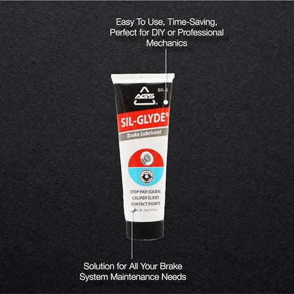 AGS SIL-Glyde 4 oz Tube Silicone Based Brake Assembly Lubricant for Eliminating Disc Brake Squeal - Moisture Proof, Heat Resistant, Rust and Corrosion Protector (Pack of 2) - size: 4oz (Pack of 2)