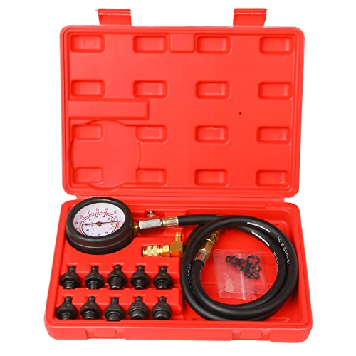 Oil Pressure Tester Tool, Oil Pressure Gauge kit, 0-140 PSI Pressure Test Diagnostic Tools, Engine Oil Pressure Tester Tool kit, for car Truck (red) - color: red