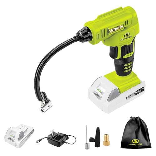 Auto Joe 24V-AJC-MAX 24V IONMAX Cordless Rapid Air Inflator, Portable Air Compressor, Includes 1.3Ah Battery, Charger, Air Chuck, Tapered Adapter, Presta Valve Adapter, and Ball Needle