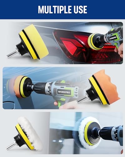 WORKPRO 3 Inch Drill Buffing Pad Kit - 11 Pcs Car Foam Polishing Pads Set