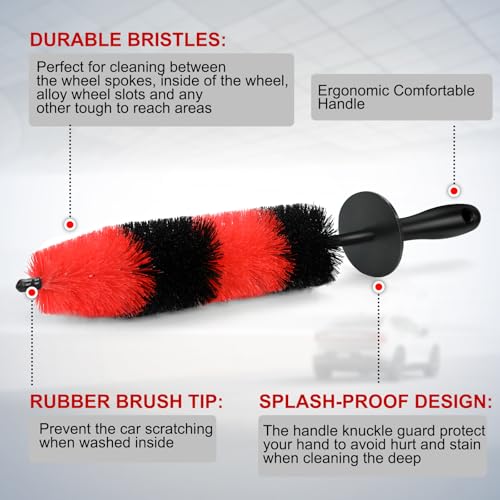 Fitosy Wheel Rim Brush, Soft Bristle Long Car Tire Washing Tool