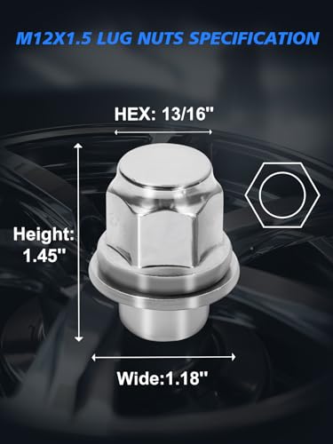 M12x1.5 Lug Nuts Compatible with Avalon/Camry/Corolla/RAV4/Prius - size: M12X1.5