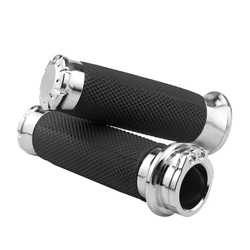 1 Inch/25mm MotorcycleGrips Cable Throttle Hand Grips for Harley Touring Softail Dyna Street Glide Sportster 883/1200Cruisers Choppers - color: Chrome