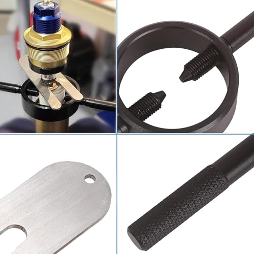 Fork Service Tool Kit, Universal Motorcycle Fork Tool with Fork Spring Compressor/Fork Oil Level Tool/Damper Rod Bleed Tool/Cleaning Towel