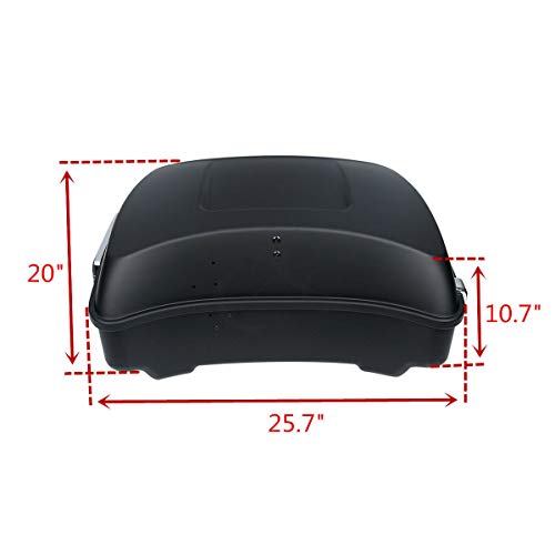 TCT-MOTORPARTS Matte Black Chopped Tour Luggage Trunk Backrest Pad & 2-UP Mounting Rack Fit for 2014-2025 Harley Touring Road King Street Road Electra Glide Special - color: Matte Black Chopped Trunk+Black Rack #1