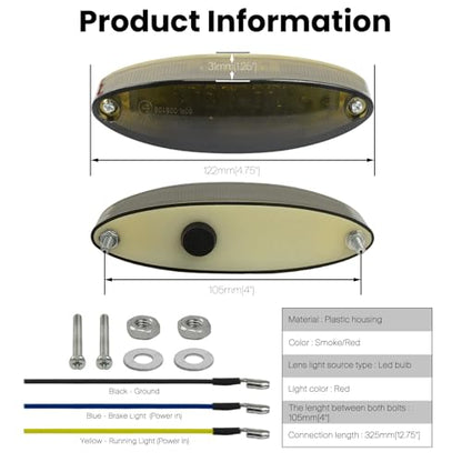 Motorcycle Tail Light, ATV Brake License Plate Rear Lights (Smoke) - color: Smoke