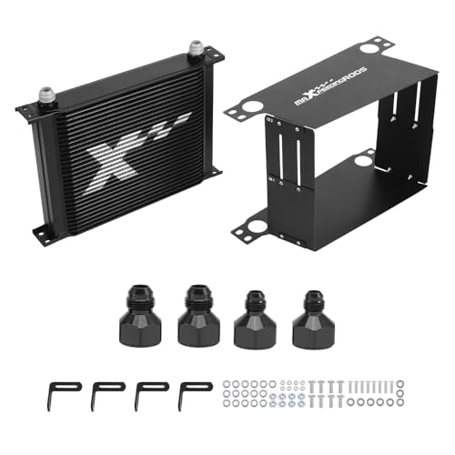 maXpeedingrods 30 Row Oil Cooler Kit, 10AN Stacked Plate Transmission Engine Cooler Universal Suitable for Cars, Aluminum British style