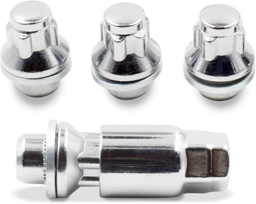 Wheel Accessories Parts 4 Locks + Key M12x1.5 12x1.5 Thread OEM Style Wheel Locks 1.5" Long Chrome Dual Hex Key 13/16" & 3/4" Hex Fits Toyota Camry | Corolla | RAV4 | Tacoma | - size: M12x1.5, style: Toyota