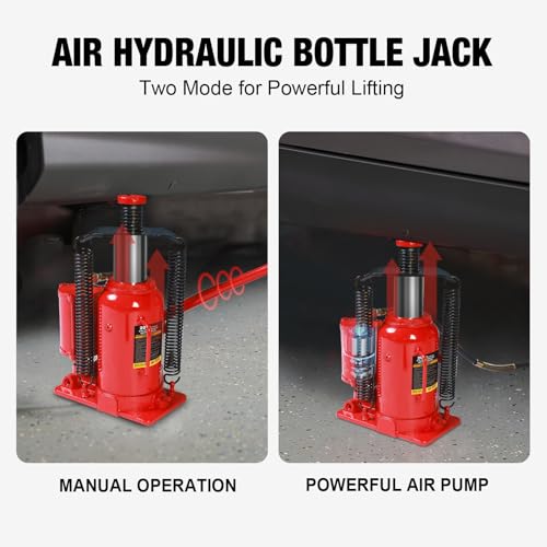 Big RED AQD20TR Air Hydraulic Bottle Jack: Heavy Duty Professional Lift with Dual-Power Operation, 10.24"-20.08" Adjustable Lift Range & Safety Valve - 20 Ton (40,000 LBS) - color: Red, size: 20 Ton (40,000 lbs), style: 20 Ton (40,000 lbs)/AirJack