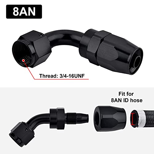 EVIL ENERGY 8AN Hose End Fitting 45 Degree Swivel for CPE Braided Hose Black - size: 8AN, style: 45 Degree