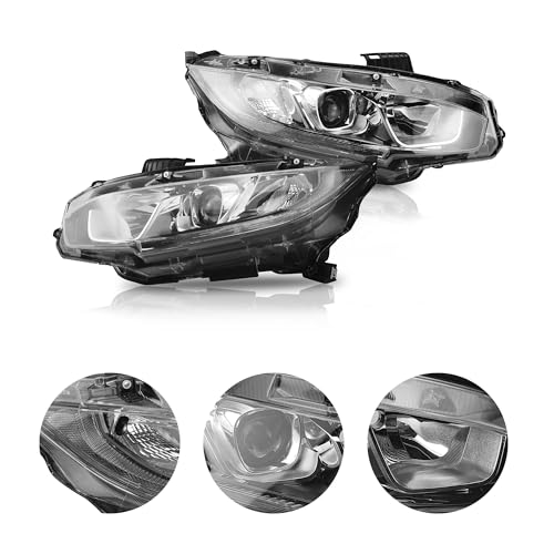 PartsFlow 2PCS LED with DRL Headlight Assembly Chrome Housing Clear Lens Left And Right Side Compatible With 2016 2017 2018 2019 2020 2021 Honda Civic HO2502173 HO2503173 - color: Fits 2016-2021 Honda Civic RH & LH