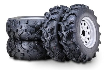 WANDA ATV Tire & Wheel Set 25x8-12 25x10-12 on 4x110mm PCD 5+2 Silver Rims - size: 4x110mm 5+2 wheel