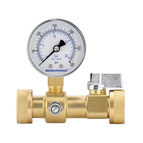 MEASUREMAN Air Over Water Test Kit, 2” Dial, 0-300 PSI, 1/4” NPT Top Mount with 3/4” Female Hose Connection for Leak Detection and Pressure Testing - size: 0-300 PSI