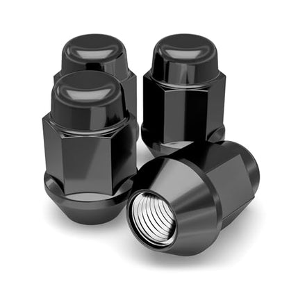 White Knight M12x1.50 Black Chrome Bulge Acorn Lug Nut, 4 Pack - size: 3/4" Hex