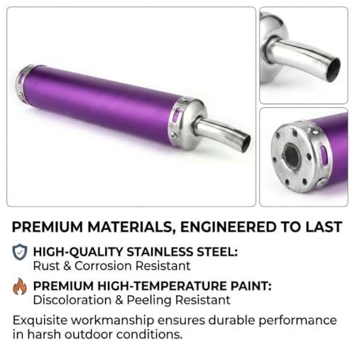 BADASS SHARKS 22mm Exhaust Muffler 2-Stroke 50cc-150cc Dirt Bikes Scooter - color: Purple