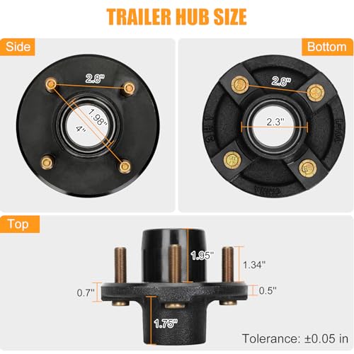 2 Sets 4 Lug Trailer Hub Kit for 2000 Lbs,4×4" Trailer Hub fit 1" and 1"-1/16" Trailer Axles,Trailer Hub 4 Lug,4 Lug Trailer Hub Assembly,Boat Trailer Hubs 4 Lug - size: 4*4" Trailer Hub Kit for 2000 lbs Axle