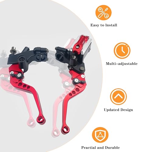 Universal Motorcycle 7/8" 22mm Handlebar Brake Master Cylinder Clutch Lever CNC Left & Right Set Compatible with Honda Kawasaki Suzuki Yamaha（ Piston Diameter 12.7mm (Red) - color: Red
