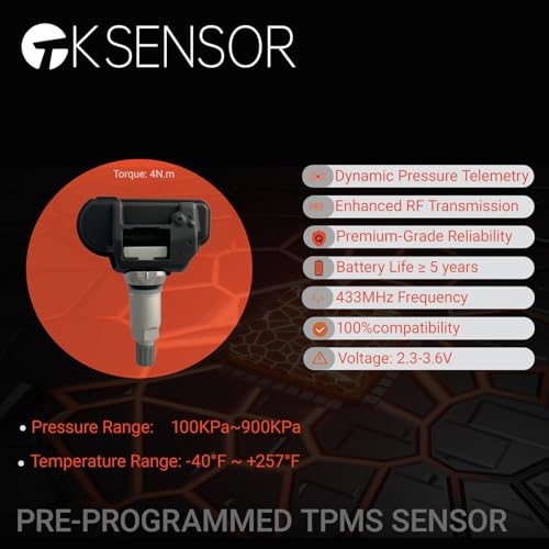 TPMS Sensor Compatible with Mercedes-Benz, AMG, Smart, and Freightliner Sprinter – 433MHz Tire Pressure Monitoring System – Replaces #A0009050030, A0009057200, A0009053907, A0009054204 (4 Packs)