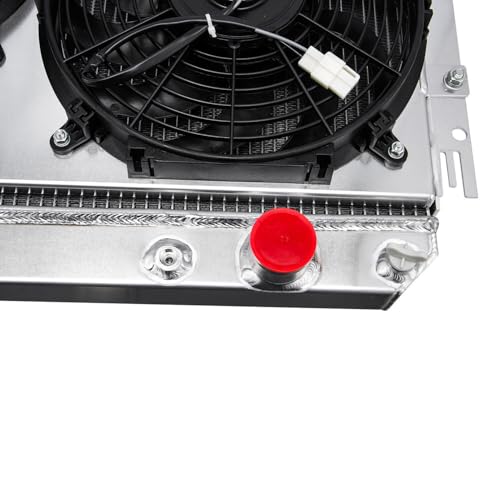 3 Row Radiator Shroud Fan For Chevy Impala Bel Air Chevelle El Camino 1963-1968 3 Rows Radiators Fans Aluminum Radiator with Fan - size: 3 Row Radiator+Shroud Fan