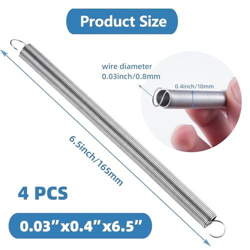 4pcs Extension Springs,0.03"x0.4"x6.5" 304 Stainless Steel - size: 0.03"x0.4"x6.5"