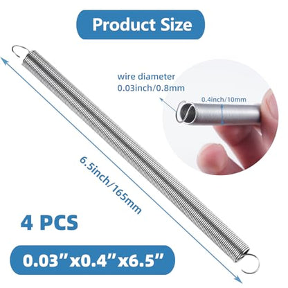 4pcs Extension Springs,0.03"x0.4"x6.5" 304 Stainless Steel - size: 0.03"x0.4"x6.5"