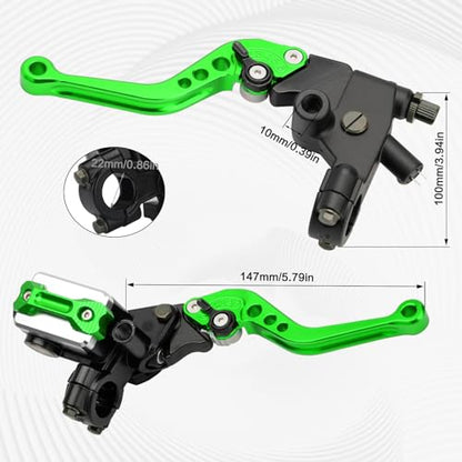 Universal Motorcycle 7/8" 22mm Brake Master Cylinder Clutch Lever - color: Green