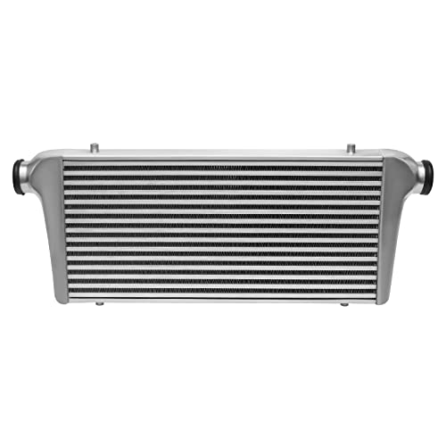 Intercooler, 31 x 12 x 3 Inch Universal Full Aluminum Intercooler Kit, 2.5" O.D In/Out One Side Top Feed Turbo Front Mount Intercooler, Direct Replacement Silver Closed Assembly - size: 31" x 12" x 3"
