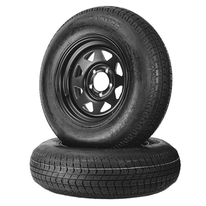 Heavy Duty 2-Pack ST205/75D14 Trailer Tires and Wheels – 14" Black Rims, 5 Lug 4.5" Bolt Design, 6PR Load Range C, Easy Assembly for Utility/Boat/Camper/Cargo Trailers - size: ST205/75D14