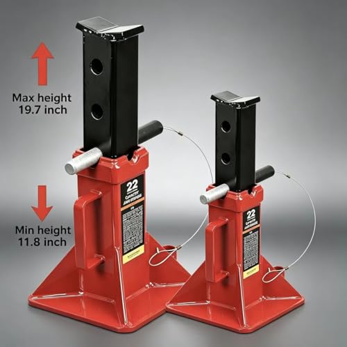 BIG RED 22 Ton Car Jack Stands, Heavy Duty Pin Type Professional Car Jack Stand with Lock, Fit for Supporting Trucks, Trailers and Equipment, 1 Pair - size: 22 ton basic