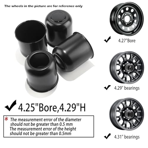 4Pcs 4.25" OD Open ＆ Removable Top Bundle Trailer Wheel Center Caps - size: 4.25" OD