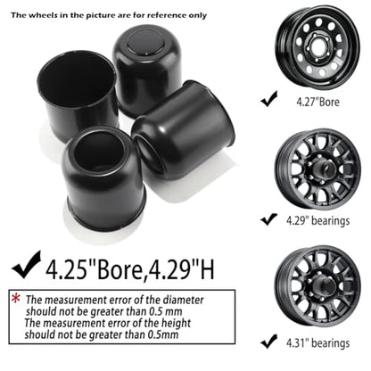4Pcs 4.25" OD Open ＆ Removable Top Bundle Trailer Wheel Center Caps - size: 4.25" OD