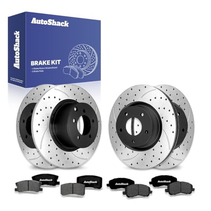 AutoShack Front & Rear E-Coated Rotors & Premium Pads for Jeep Patriot 2017 - style: ShadowGuard & Premium Pad