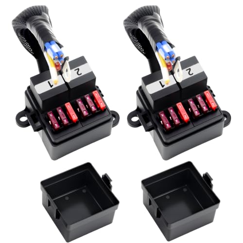 2‑Pack 12V Pre‑Wired Fuse Relay Box – Each with 2 Relays & 6 Fuses, 40A/50A ATC/ATO Fuses, 80A 4‑Pin JD1912 Relay, Wire Rated 30A, for Car Truck RV - size: 80A 2 Relay 6 Fuse-2Pack