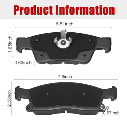 Front & Rear Ceramic Brake Pads Set with Hardware for 2011-2020 Dodge Durango & 2011-2016 Jeep Grand Cherokee - style: HZ1455+HZ1498