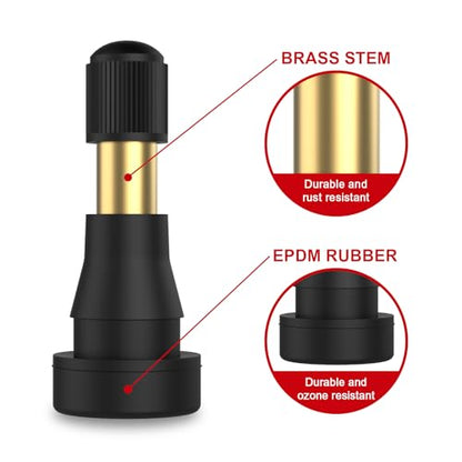 SUNSOUL TR600HP High Pressure Brass Stem EPDM Rubber Snap-in Tire Valves, Fit for 0.453 inch 11.5mm Rim Holes and for Most of Pick-up, Heavy-Duty Vehicles, Pack of 50pcs Valves - color: TR600HP-50pcs