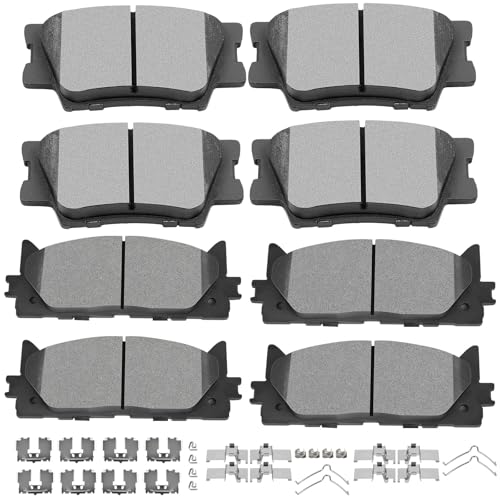 Ceramic Brake Pads Kits SCITOO 8pcs Front Rear For Toyota For Camry 2007-17 - size: Front D1293 & Rear D1212
