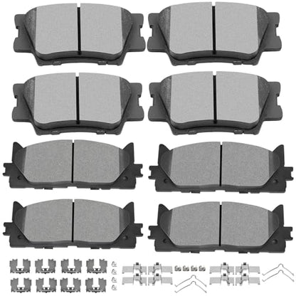 Ceramic Brake Pads Kits SCITOO 8pcs Front Rear For Toyota For Camry 2007-17 - size: Front D1293 & Rear D1212