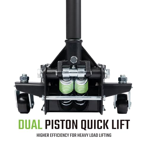 Heavy-Duty 3-Ton (6,600 lbs) Low Profile Hydraulic Floor Jack, Steel, Dual Piston Pump – for Cars, SUVs, and Trucks – Garage & Shop Maintenance - size: 3 Ton Low Profile