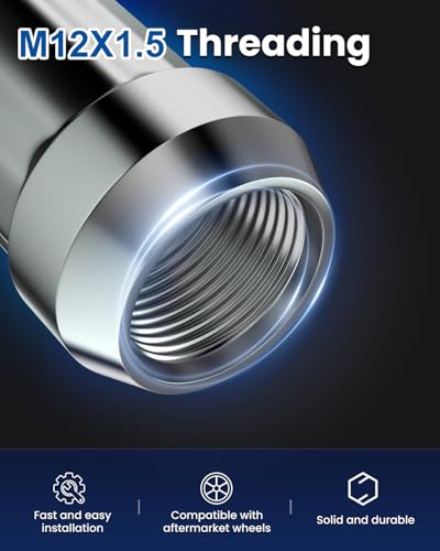 GAsupply 12x1.5 Lug Nuts Spline, 1.38" 35mm Tall Conical Seat, 20pcs+1 Key - color: Silver, size: M12x1.5, style: 20 Pack-1.38" Tall