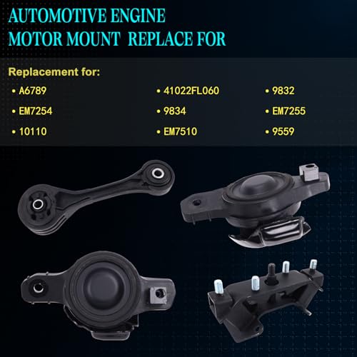 Motor Mount Kit for 18-23 Crosstrek 2.0L Auto 19-23 Forester 2.5L - size: A6789 9559 9832 9834