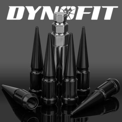 DYNOFIT M12x1.5 Spike Lug Nuts, 4PCS 3.35 inch Tall Closed End Nuts Compatible with Acura, Lexus, Mitsu-bishi(Black) - color: Black, size: 12x1.5 4PC