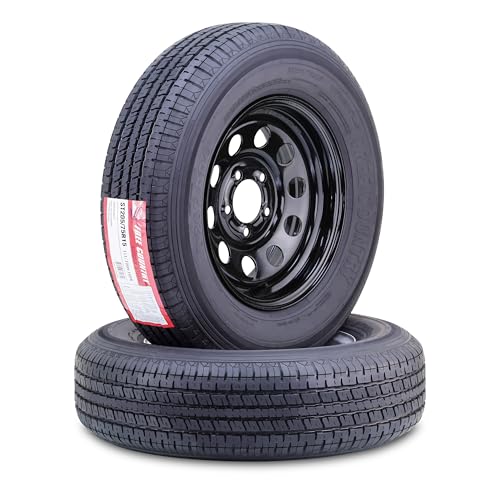 FREE COUNTRY Trailer Tire Wheel ST205/75R15 10PR E 111N 5X4.5 Black Mod Pk2 - color: Black, size: 5x4.5"PCD