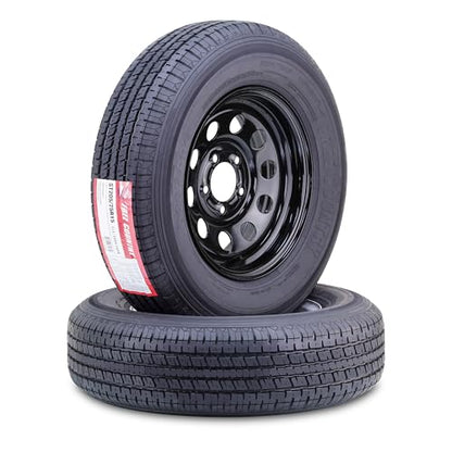 FREE COUNTRY Trailer Tire Wheel ST205/75R15 10PR E 111N 5X4.5 Black Mod Pk2 - color: Black, size: 5x4.5"PCD