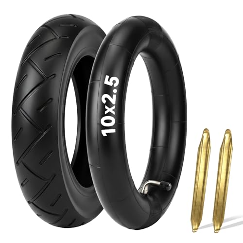 EMERK 10x2.50 Scooter Tire and Inner Tube Set, 90° Bent Valve, 1 Pack - color: 1 Tire + 1 Tube