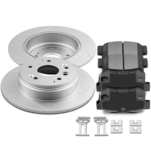 SCITOO Rear Brake Kits Drill & Slotted Brakes Rotor Brakes Pads:D536;31316 - size: Rear 31316 + D536 [2+4PCS]