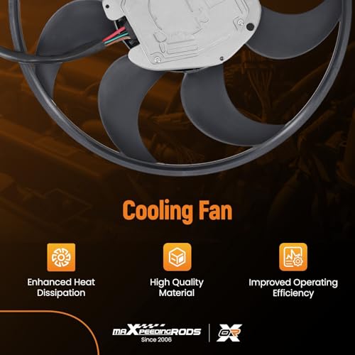 maXpeedingrods Right Engine Radiator Cooling Fan w/Brushless Motor Assembly for Audi Q7 2007-2015, 7L0959455E 7L0959455B - size: 7L0959455E
