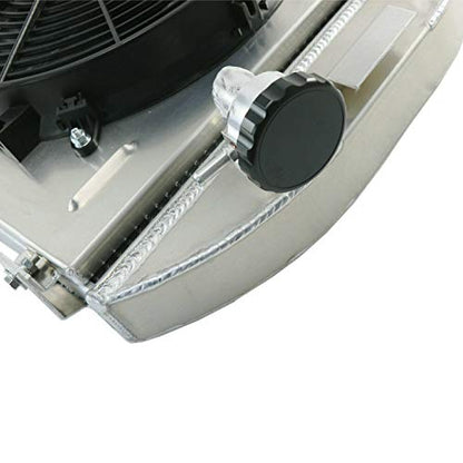ALLOYWORKS 3 ROW ALUMINUM RADIATOR + Shroud Fan Fit for 1928-1932 Ford Chopped Hot Rod Chevy V8 HIGH BOY