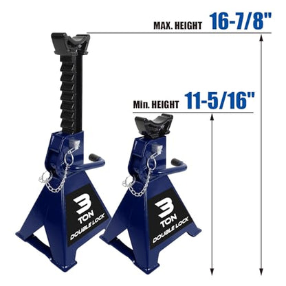 TCE 3 Ton Steel Double Locking Jack Stands, 3 Ton Car Jack with Wide Base - size: 3 Ton (6,000 lb)