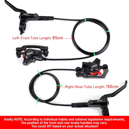 TOBWOLF MTB Hydraulic Disc Brake Kit, Dual Piston Calipers 160mm Rotors - color: Black Hydraulic Disc Brake Set - Dual Piston